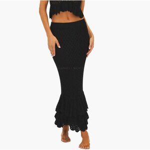 Beach Riot Crochet Knit Polly Mermaid Maxi Skirt Black Size Large